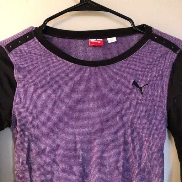 NWT PUMA Purple w/ Black Sleeves Top - Size Large - Picture 3 of 6